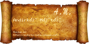 Andirkó Máté névjegykártya